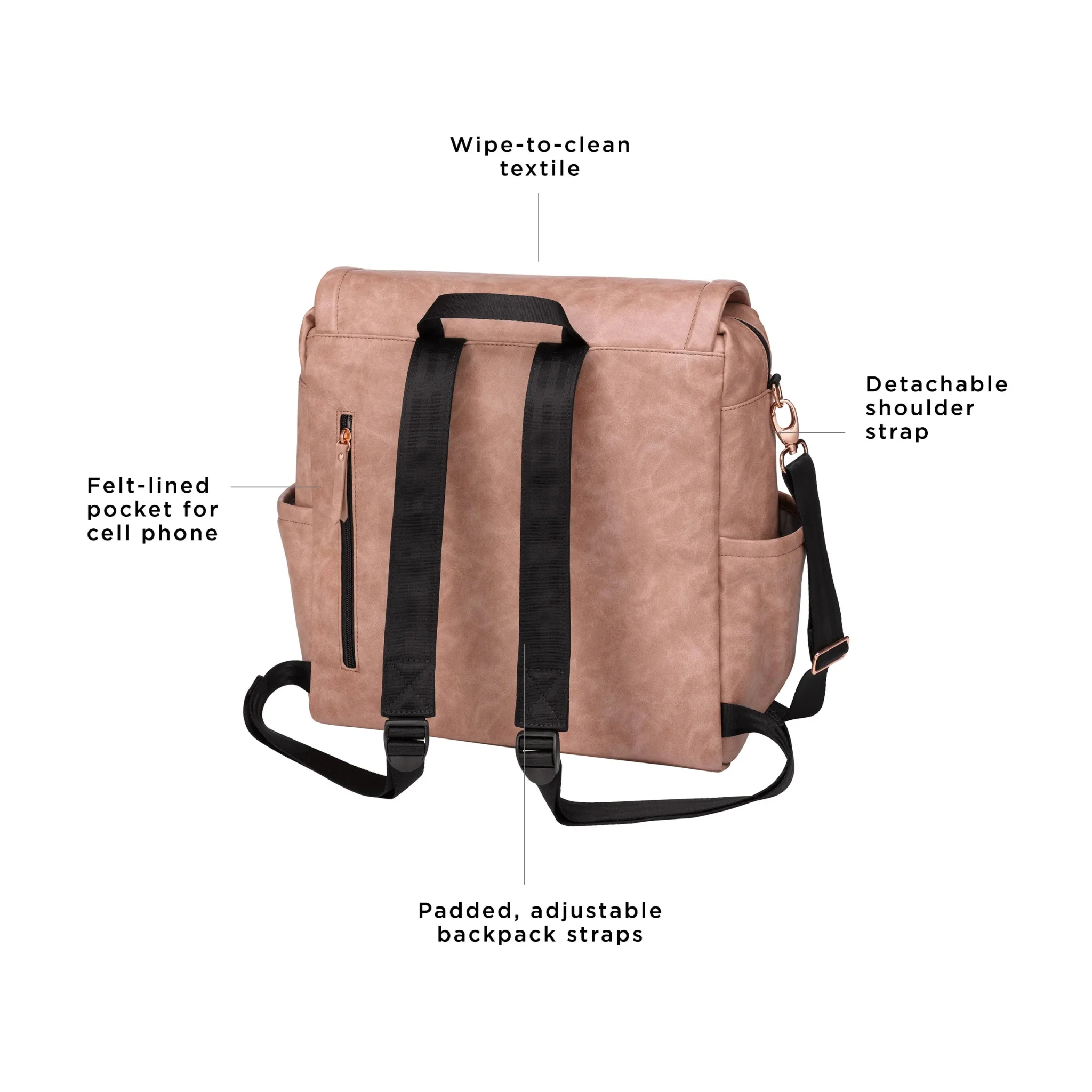Boxy Backpack in Dusty Rose Matte Leatherette - Image 4