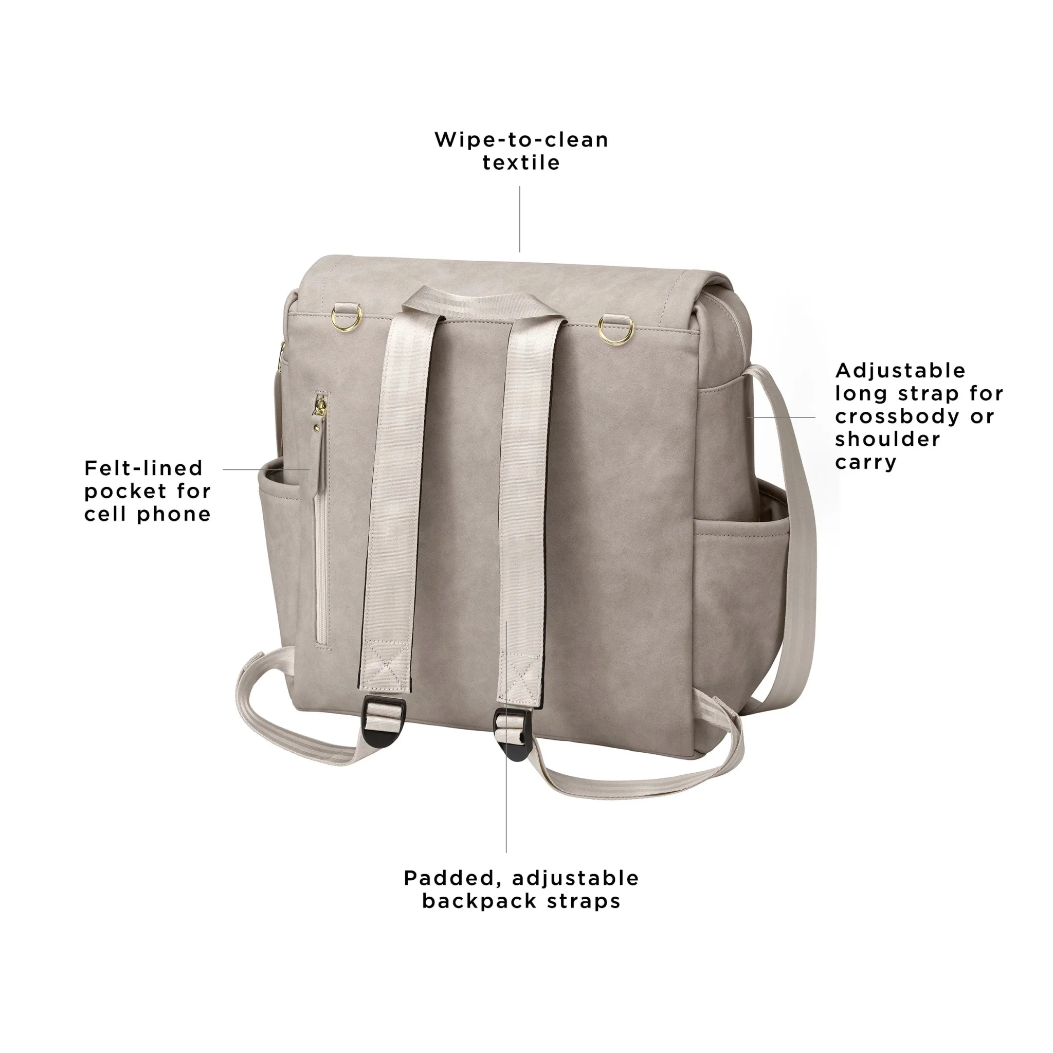 Boxy Backpack in Grey Matte Leatherette - Image 4