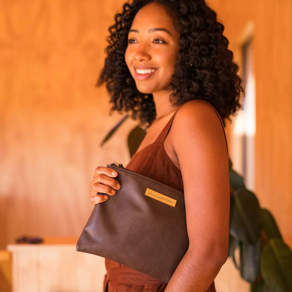 Boxy Backpack in Saddle & Accessory Bundle - Image 8