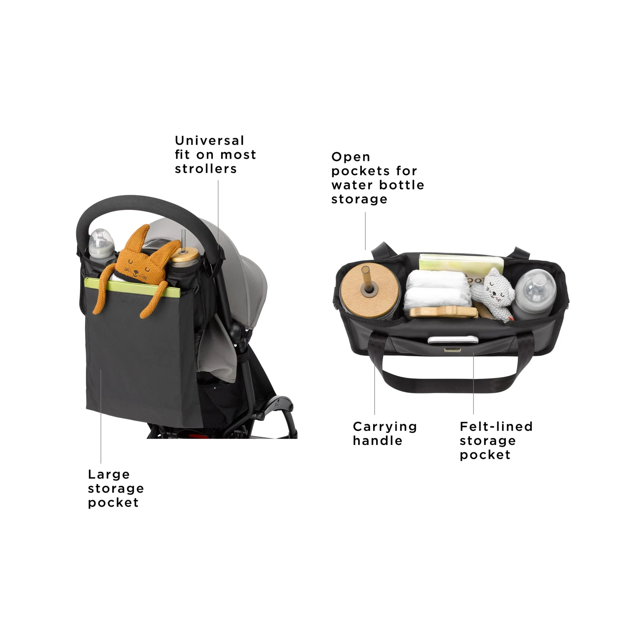 Wander Stroller Caddy in Black Matte Leatherette - Image 3